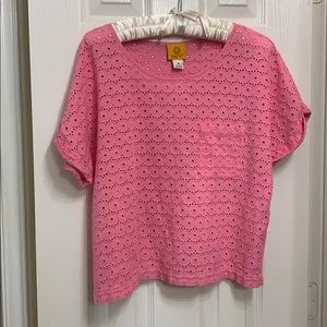 EUC pink crop top with short sleeves